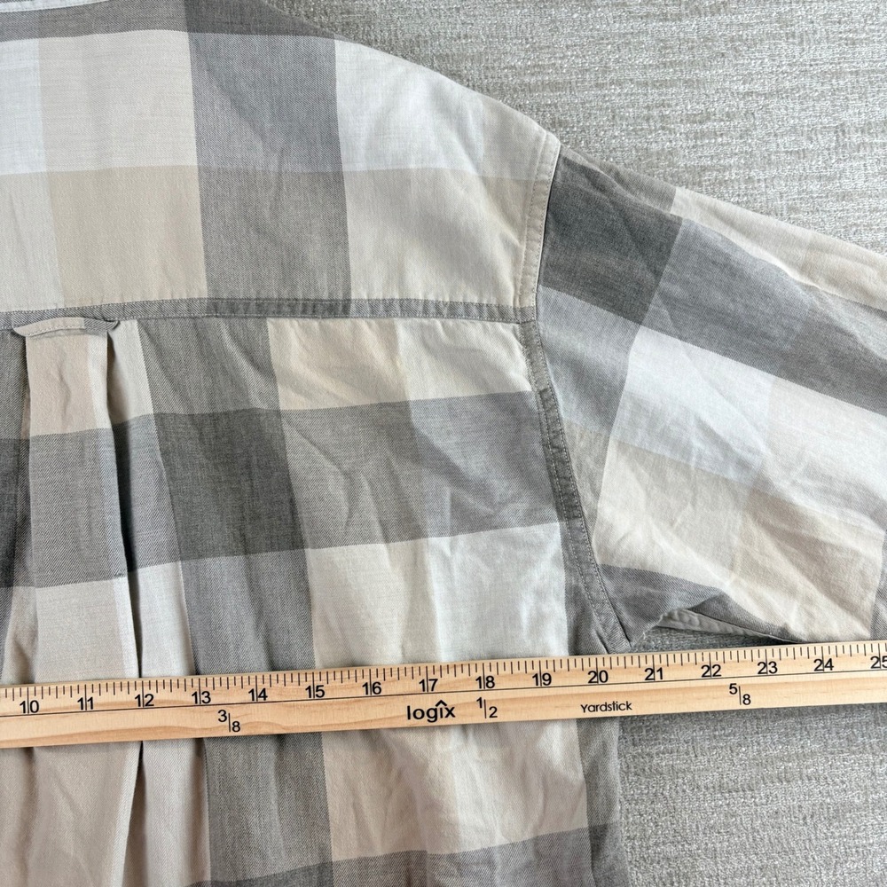 Vintage Ralph Lauren Buffalo Check Plaid Shirt Mens M Beige Gray Workwear Grunge - Picture 5 of 10